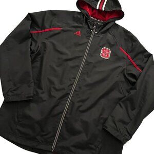 Adidas ClimaProof NC State University Zip Windbreaker Jacket‎ XL Hood Black Red